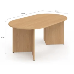 Table basse ovale 110 cm bois effet hêtre