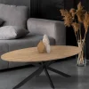 Table basse ovale bois et métal noir avec pied araignée