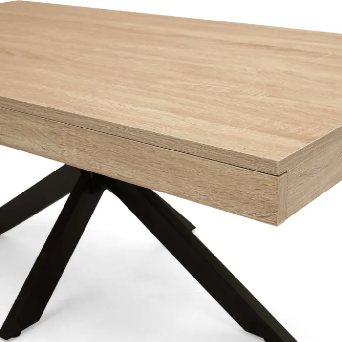 Table basse pied araignée bois et noir