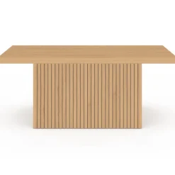 Table basse plateau relevable rectangulaire convertible en table à manger 100 cm effet lattes tasseau bois