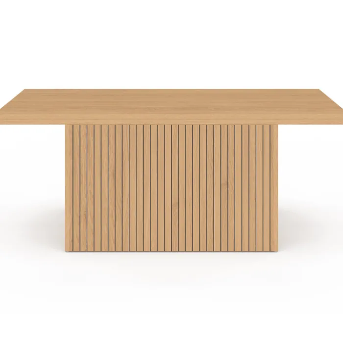 Table basse plateau relevable rectangulaire convertible en table à manger 100 cm effet lattes tasseau bois