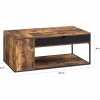 Table basse plateau relevable style industriel effet bois vieilli