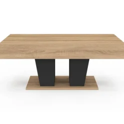 Table basse plateau relevable rectangulaire bois et noir