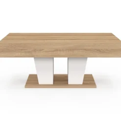 Table basse plateau relevable rectangulaire bois et blanc