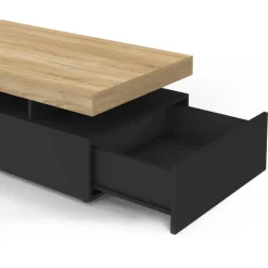 Table basse rectangle 100 cm avec 2 tiroirs noirs