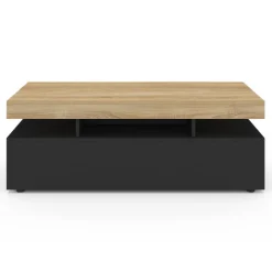Table basse rectangle 100 cm avec 2 tiroirs noirs