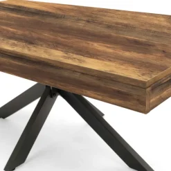Table basse rectangle pied araignée bois foncé et noir