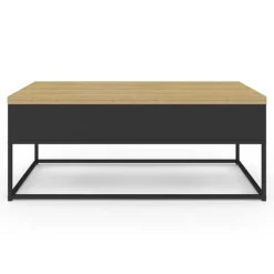 Table basse rectangulaire industrielle relevable et convertible pour manger