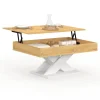 Table basse rectangulaire plateau relevable pied blanc
