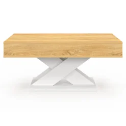 Table basse rectangulaire plateau relevable pied blanc