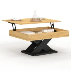 Table basse rectangulaire plateau relevable pied noir