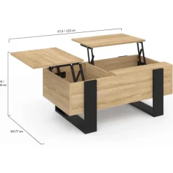 Table basse relevable 2 plateaux bois et noir