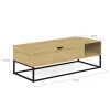 Table basse relevable bois et métal avec rangements