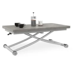 Table basse relevable en table à manger moderne avec plateau effet béton