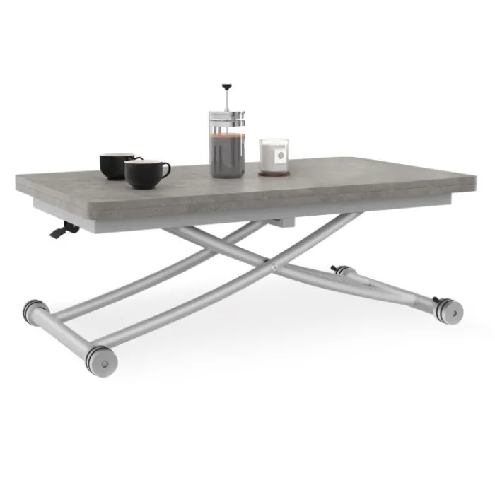 Table basse relevable en table à manger moderne avec plateau effet béton