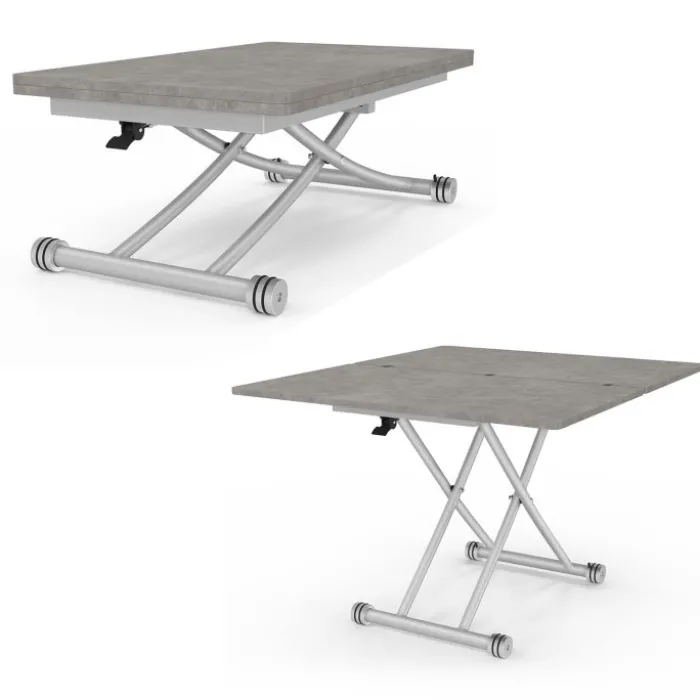 Table basse relevable en table à manger moderne avec plateau effet béton