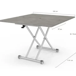 Table basse relevable en table à manger moderne avec plateau effet béton