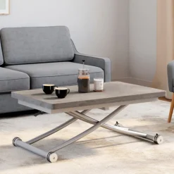 Table basse relevable en table à manger moderne avec plateau effet béton