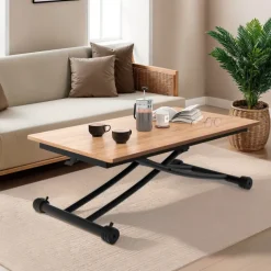 Table basse relevable en table à manger industrielle