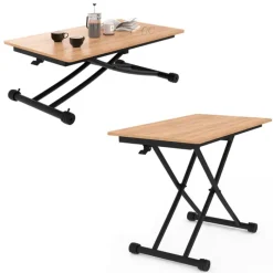 Table basse relevable en table à manger industrielle