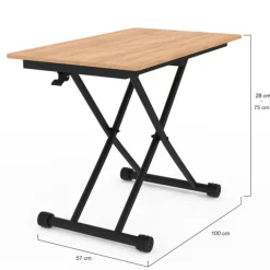 Table basse relevable en table à manger industrielle