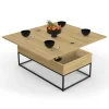 Table basse relevable industrielle rectangulaire convertible en table à manger