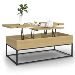 Table basse relevable industrielle rectangulaire convertible en table à manger