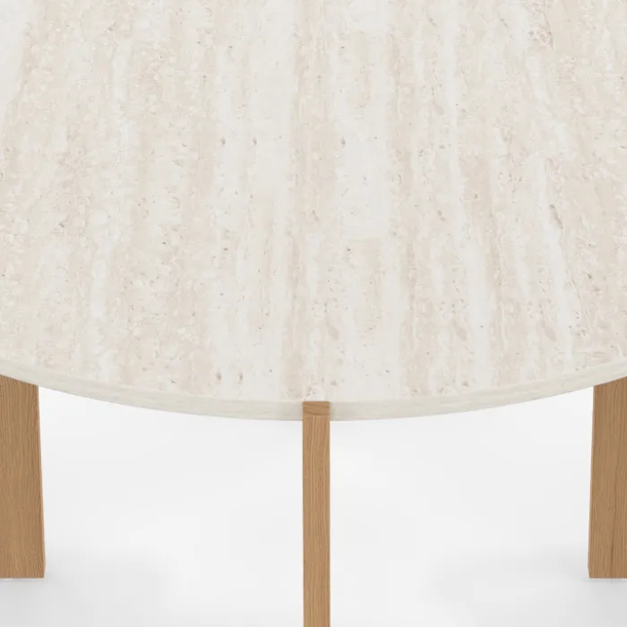 Table basse ronde 73 cm effet travertin