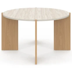 Table basse ronde 73 cm effet travertin