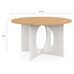 Table basse ronde 70 cm pied arc blanc