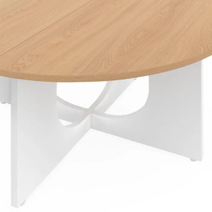 Table basse ronde 70 cm pied arc blanc