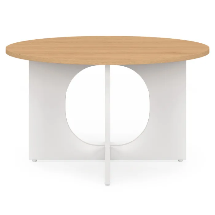 Table basse ronde 70 cm pied arc blanc