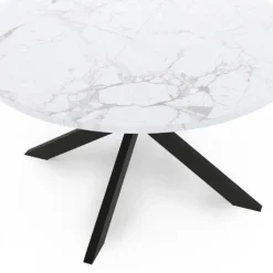 Table basse ronde avec plateau effet marbre blanc 70 cm