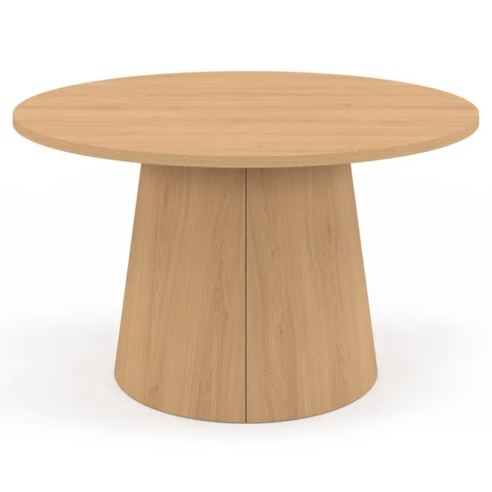 Table basse ronde bois effet hêtre 70 cm pied central