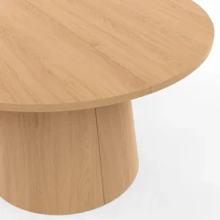 Table basse ronde bois effet hêtre 70 cm pied central