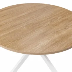 Table basse ronde bois et blanche industrielle