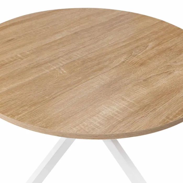 Table basse ronde bois et blanche industrielle