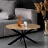 Table basse ronde bois et noir pied araignée
