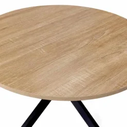 Table basse ronde bois et noir pied araignée
