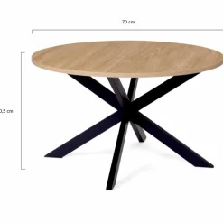 Table basse ronde bois et noir pied araignée