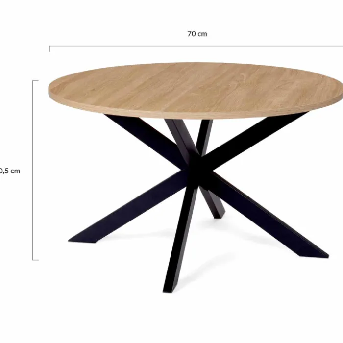 Table basse ronde bois et noir pied araignée