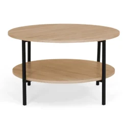 Table basse ronde double plateau style industriel 70 cm