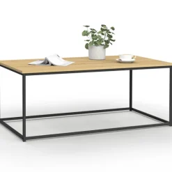 Table basse style industriel bois et métal noir