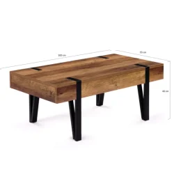 Table basse style industriel 1 tiroir pied épingle
