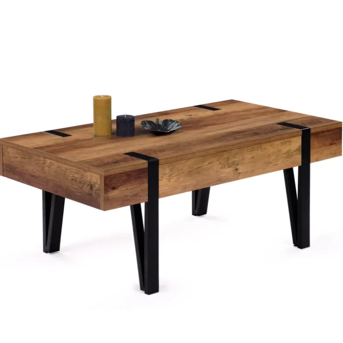 Table basse style industriel 1 tiroir pied épingle