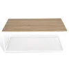 Table basse style industriel bois et métal blanc