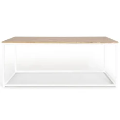 Table basse style industriel bois et métal blanc