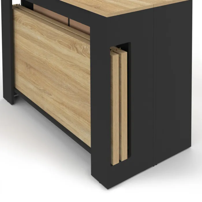 Table buffet extensible 10 personnes 235 cm bois et noir