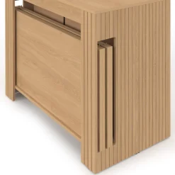 Table buffet extensible JULIETTE 10 personnes 235 cm effet lattes tasseau bois coloris chêne