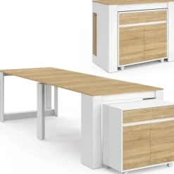 Table buffet extensible ORLANDO 14 personnes 285 cm bois blanc façon hêtre